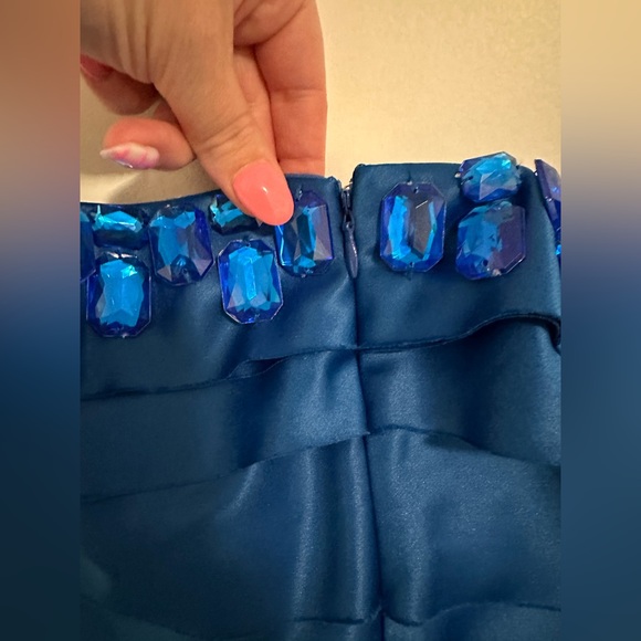 Blue Strapless Prom Dress - Picture 4 of 10